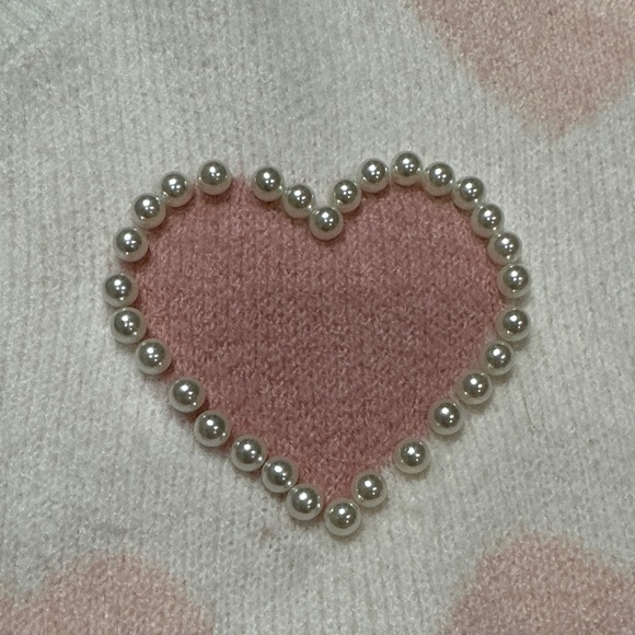 Vince Camuto Cream and Pink Heart Sweater - Picture 5 of 7